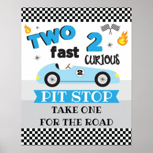 Zwei schnelles 2-Racecar Geburtstagszeichen Poster