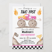 Zwei schnelles Monster-Lkw-Mädchen zum Geburtstag  Einladung (Vorderseite)