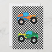 Zwei schnelles Monster LKW Rennen 2. Geburtstag Einladung (Rückseite)