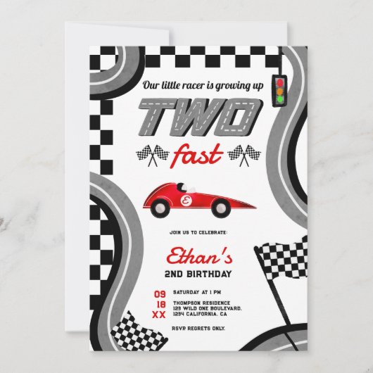 Zwei schnelllebige Rennpferde zum coolen 2. Geburt Einladung (Vorderseite)