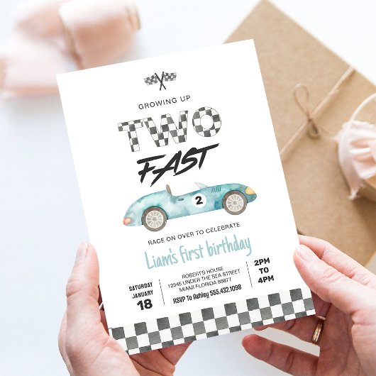 ZWEI Schnellrennen 2. Geburtstag Einladung