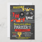 Zwei Schnellrennen Auto Racing 2. Geburtstag Einla Einladung (Vorderseite)