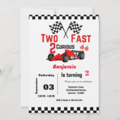 Zwei Schnellrennen Boy 2. Geburtstag Party Einladung (Vorderseite)