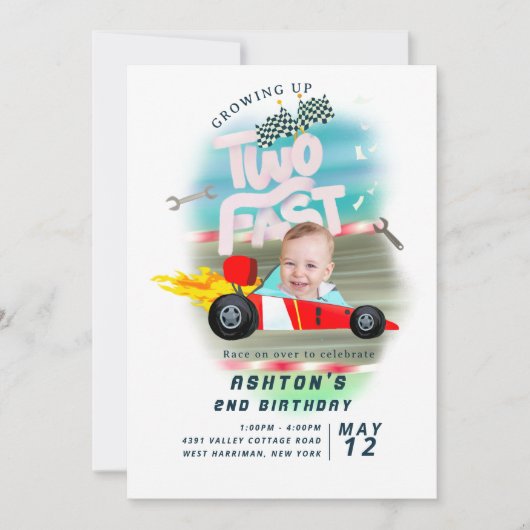 zwei Schnellzug-Foto Einladung (Vorderseite)