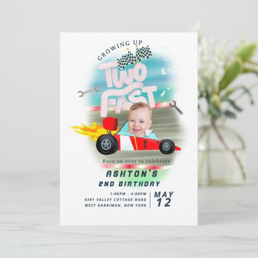 zwei Schnellzug-Foto Einladung (Stehend Vorderseite)