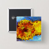 Zwei Schnittblumen Van Gogh Button (Vorne & Hinten)