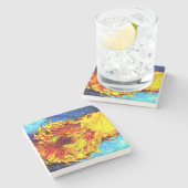 Zwei Schnittblumen Van Gogh Steinuntersetzer (Seitenansicht)