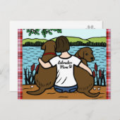 Zwei Schokolade-Laboratorien und Mama Postkarte (Vorne/Hinten)