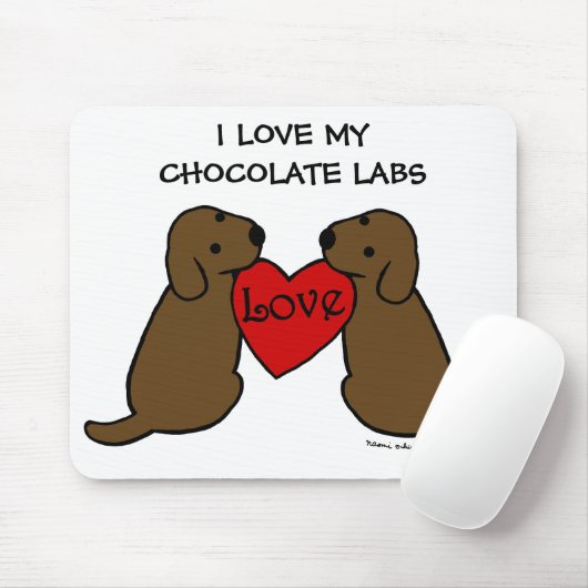 Zwei Schokolade Labradors mit Liebe-Cartoon Mousepad (Mit Mouse)