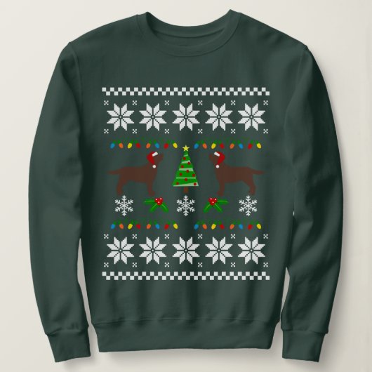 Zwei Schokolade Labradors Weihnachtsmuster Sweatshirt (Design vorne)