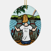 Zwei Schokoladen-Labrador-Engel und Mama 2 Keramikornament (Rechts)