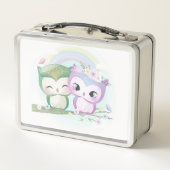 Zwei schöne Eulen Metall Brotdose (Rückseite)