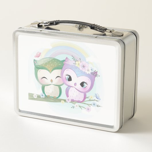 Zwei schöne Eulen Metall Brotdose (Rückseite)