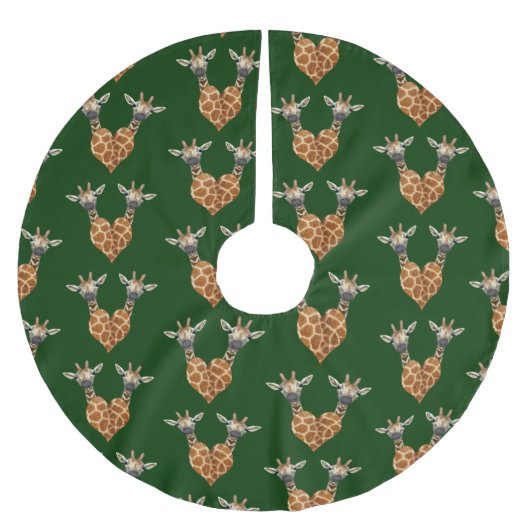 Zwei schöne Giraffen Polyester Weihnachtsbaumdecke (Vorderseite)