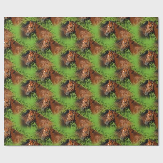 Zwei schöne Kastanienpferde in der Sonne Geschenkpapier (Flach)