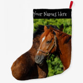 Zwei schöne Kastanienpferde in der Sonne Großer Weihnachtsstrumpf (Rückseite)