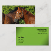 Zwei schöne Kastanienpferde in der Sonne Visitenkarte (Vorne/Hinten)