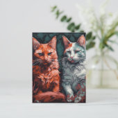 Zwei schöne Katzen Postkarte (Stehend Vorderseite)