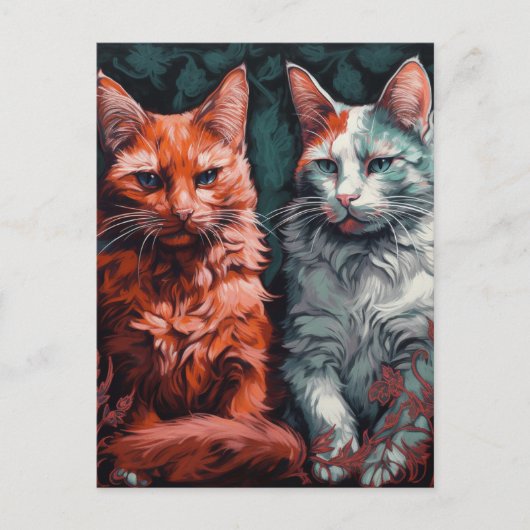 Zwei schöne Katzen Postkarte (Vorderseite)