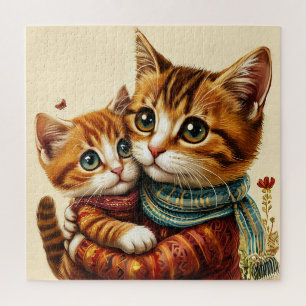 Zwei schöne Katzen umarmt Puzzle