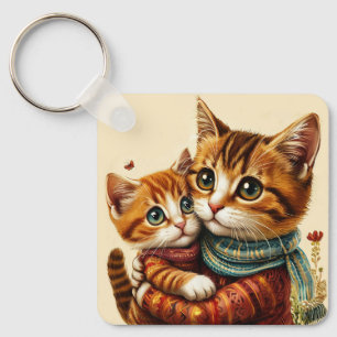 Zwei schöne Katzen umarmt Schlüsselanhänger
