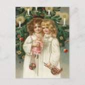 Zwei schöne Mädchen Feiertagspostkarte (Vorderseite)