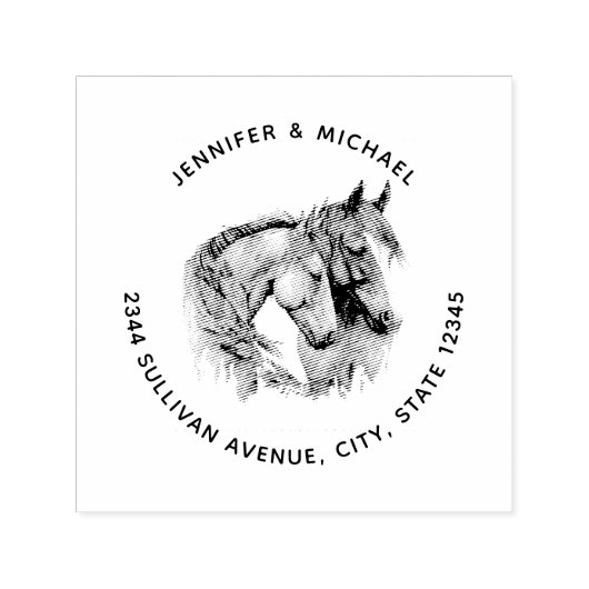 Zwei schöne Pferde Western Boho Adresse Permastempel (Design)