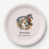 Zwei schöne Pferde Western Boho Birthday Pappteller (Vorderseite)