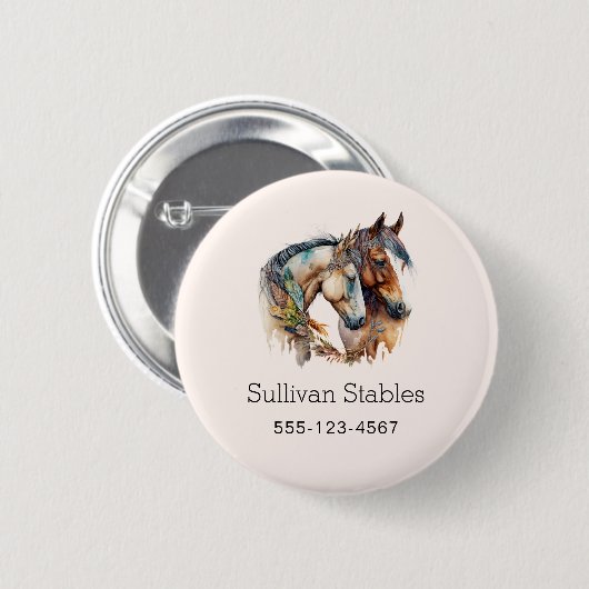 Zwei schöne Pferde Western Boho Business Button (Vorne & Hinten)