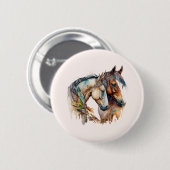 Zwei schöne Pferde Western Boho Button (Vorne & Hinten)