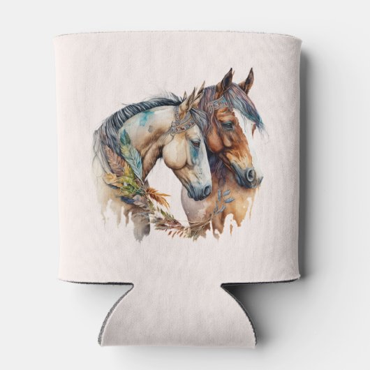 Zwei schöne Pferde Western Boho Dosenkühler (Rückseite)