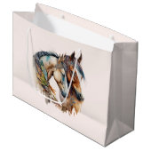 Zwei schöne Pferde Western Boho Große Geschenktüte (Vorderseite Schrägansicht)