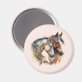Zwei schöne Pferde Western Boho Magnet (Vorderseite/Rückseite)