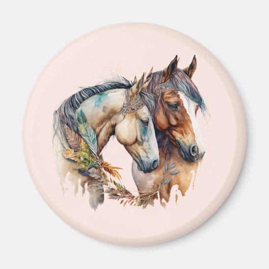Zwei schöne Pferde Western Boho Magnet (Vorne)