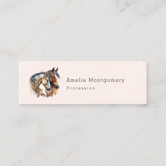 Zwei schöne Pferde Western Boho Mini Visitenkarte (Vorderseite)