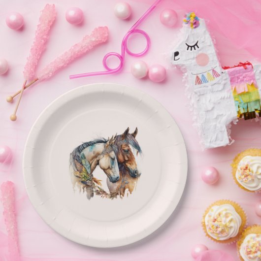 Zwei schöne Pferde Western Boho Pappteller (Party)