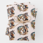 Zwei schöne Pferde Western Boho Pattern Geschenkpapier Set (Beispiel)