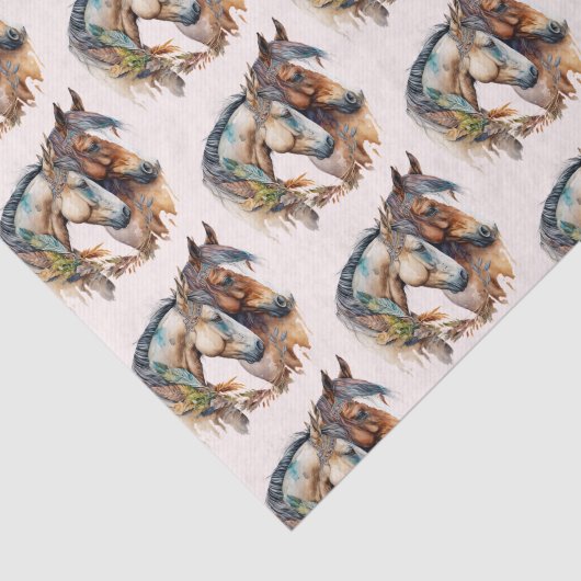Zwei schöne Pferde Western Boho Pattern Seidenpapier (Ausschnitt)