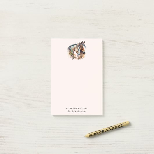 Zwei schöne Pferde Western Boho Post-it Klebezettel (Auf Schreibtisch)