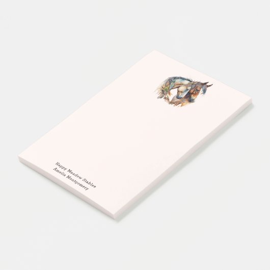 Zwei schöne Pferde Western Boho Post-it Klebezettel (angewinkelt)