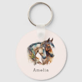 Zwei schöne Pferde Western Boho Schlüsselanhänger (Rückseite)