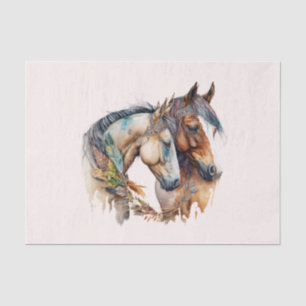 Zwei schöne Pferde Western Boho Seidenpapier
