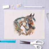 Zwei schöne Pferde Western Boho Seidenpapier (Handwerk)