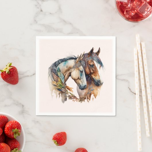 Zwei schöne Pferde Western Boho Serviette (Beispiel)