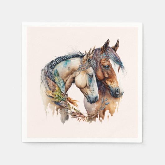 Zwei schöne Pferde Western Boho Serviette (Vorderseite)
