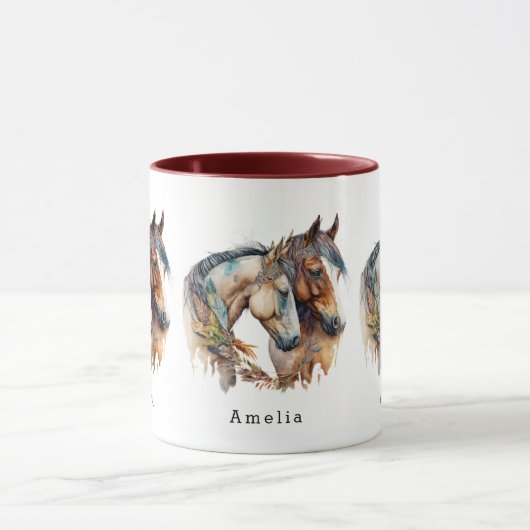 Zwei schöne Pferde Western Boho Tasse (Zentrum)