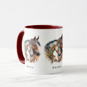 Zwei schöne Pferde Western Boho Tasse (Vorderseite Links)