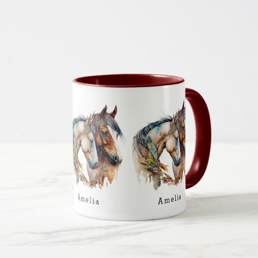 Zwei schöne Pferde Western Boho Tasse (VorderseiteRechts)