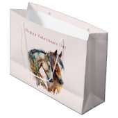 Zwei schöne Pferde Western Boho Valentine's Day Große Geschenktüte (Vorderseite Schrägansicht)
