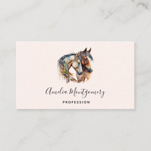 Zwei schöne Pferde Western Boho Visitenkarte (Vorderseite)